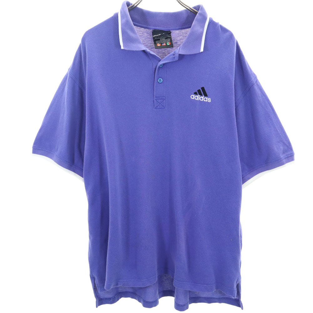 adidas アディダス 90s オールド 半袖 ポロシャツ L パープル 鹿の子 メンズ