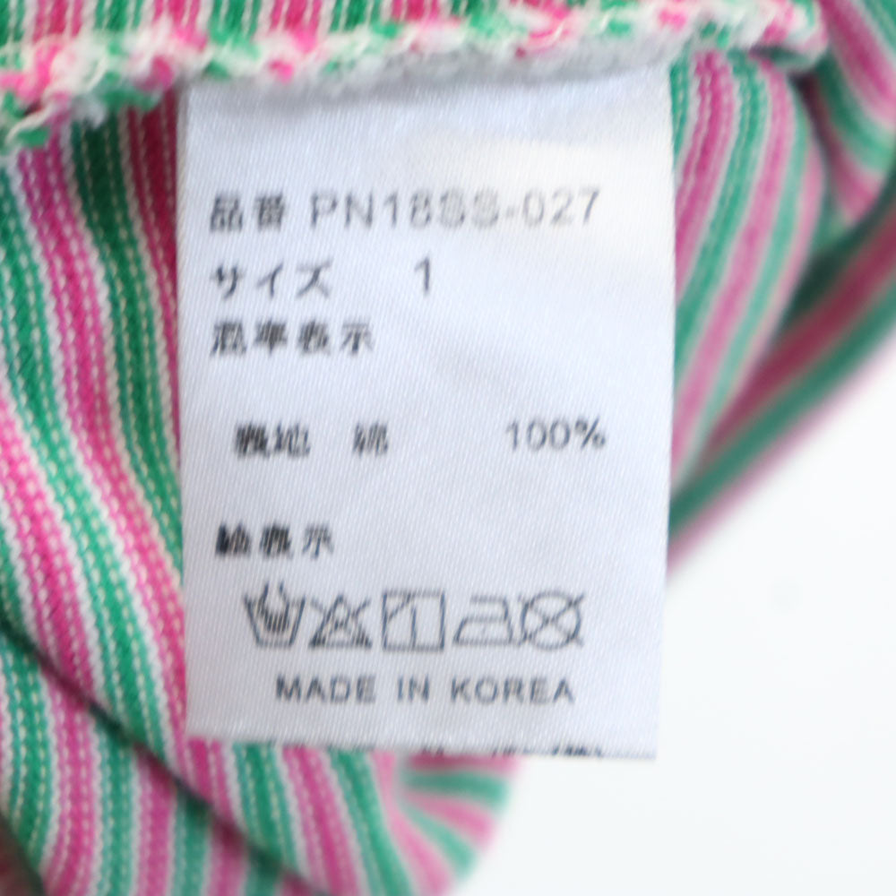 プニュズ ボーダー柄 半袖 モックネック カットソー 1 ピンク 他 PUNYUS Tシャツ レディース
