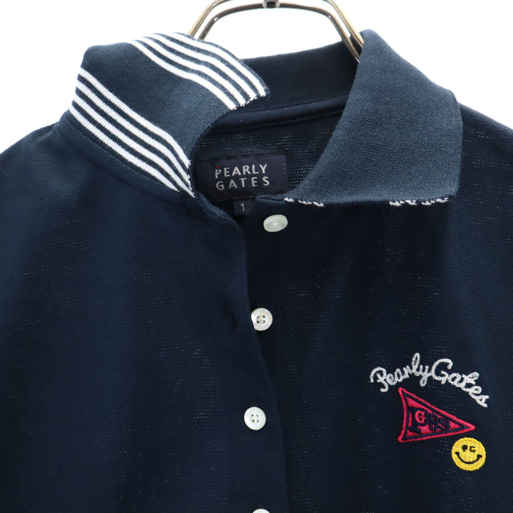 パーリーゲイツ 日本製 ゴルフ 半袖 ポロシャツ 1 ネイビー PEARLY GATES レディース
