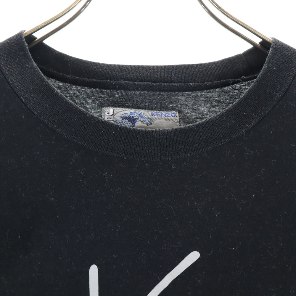 ケンゾージーンズ 90s 日本製 北斎タグ オールド プリント 半袖 Tシャツ FREE ブラック系 KENZO JEANS メンズ