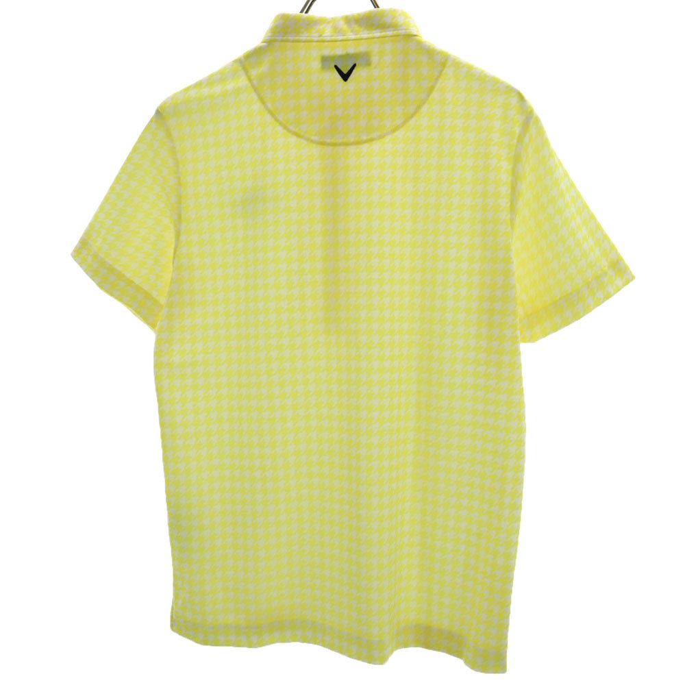 キャロウェイ 総柄 ゴルフ 半袖 ボタンダウン ポロシャツ M イエロー Callaway メンズ