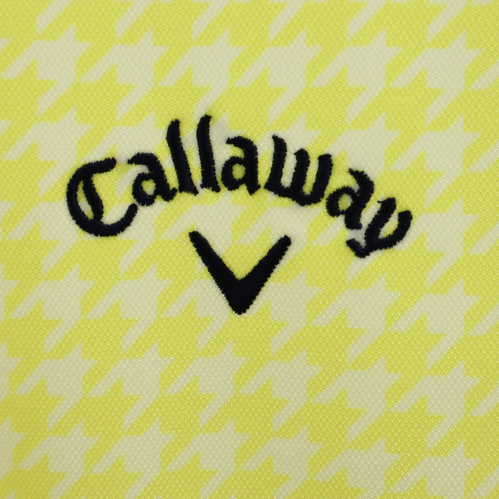 キャロウェイ 総柄 ゴルフ 半袖 ボタンダウン ポロシャツ M イエロー Callaway メンズ
