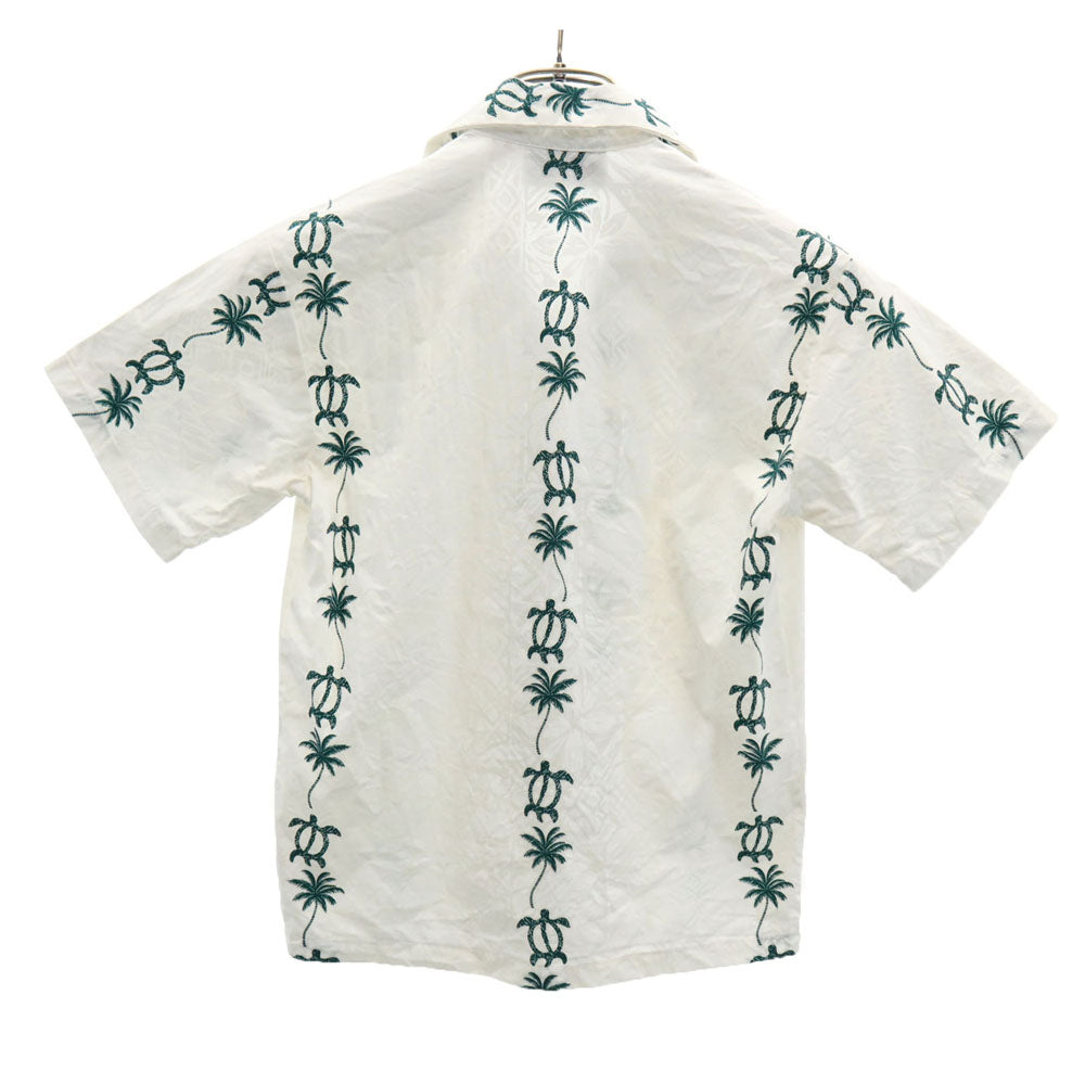 ロイヤルハワイアンクリエーションズ 90s オールド ハワイ製 ホヌ柄 半袖 オープンカラー アロハシャツ 10 ホワイト ROYAL Hawaiian Creations パームツリー キッズ