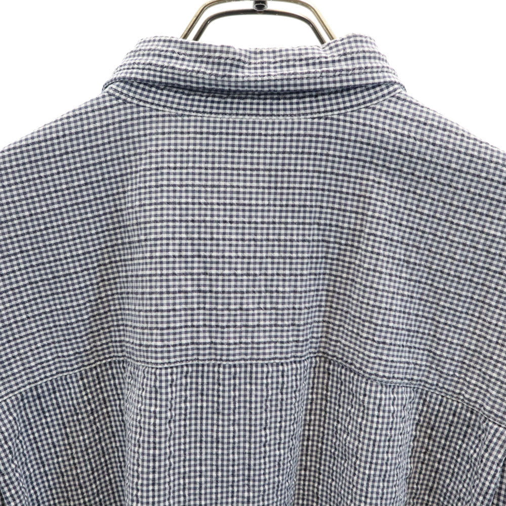 エディーバウアー チェック柄 半袖 シアサッカー ボタンダウンシャツ XL ネイビー 他 Eddie Bauer メンズ