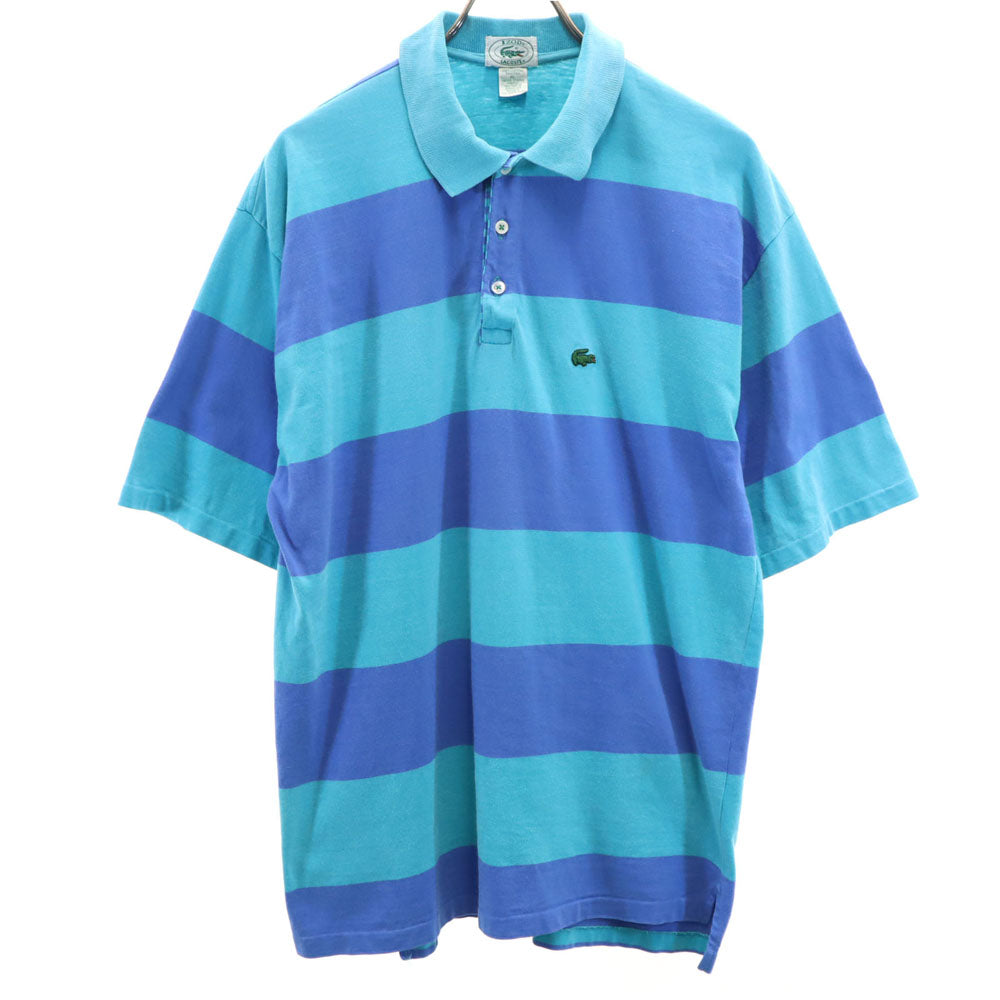 アイゾッドラコステ 90s オールド ボーダー柄 半袖 ポロシャツ XL ターコイズ系 IZOD LACOSTE メンズ