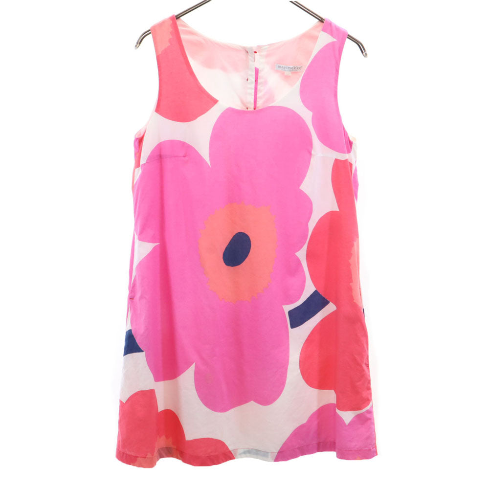 marimekko マリメッコ 花柄 ノースリーブ ミニワンピース 36 ピンク系 レディース