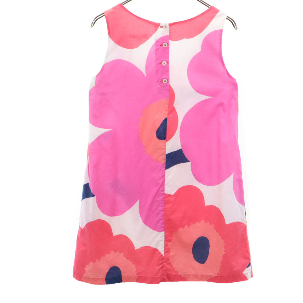 marimekko マリメッコ 花柄 ノースリーブ ミニワンピース 36 ピンク系 レディース