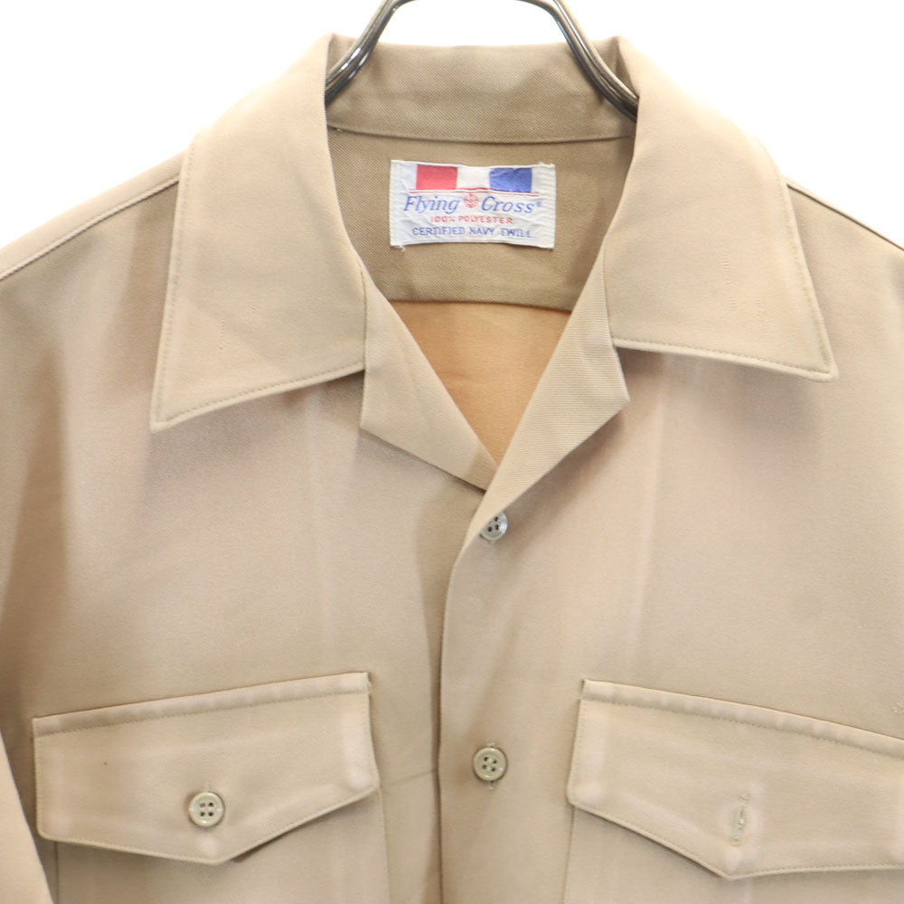 Flying Cross フライングクロス 70s ヴィンテージ 半袖 ポリ シャツ ベージュ ミリタリー メンズ