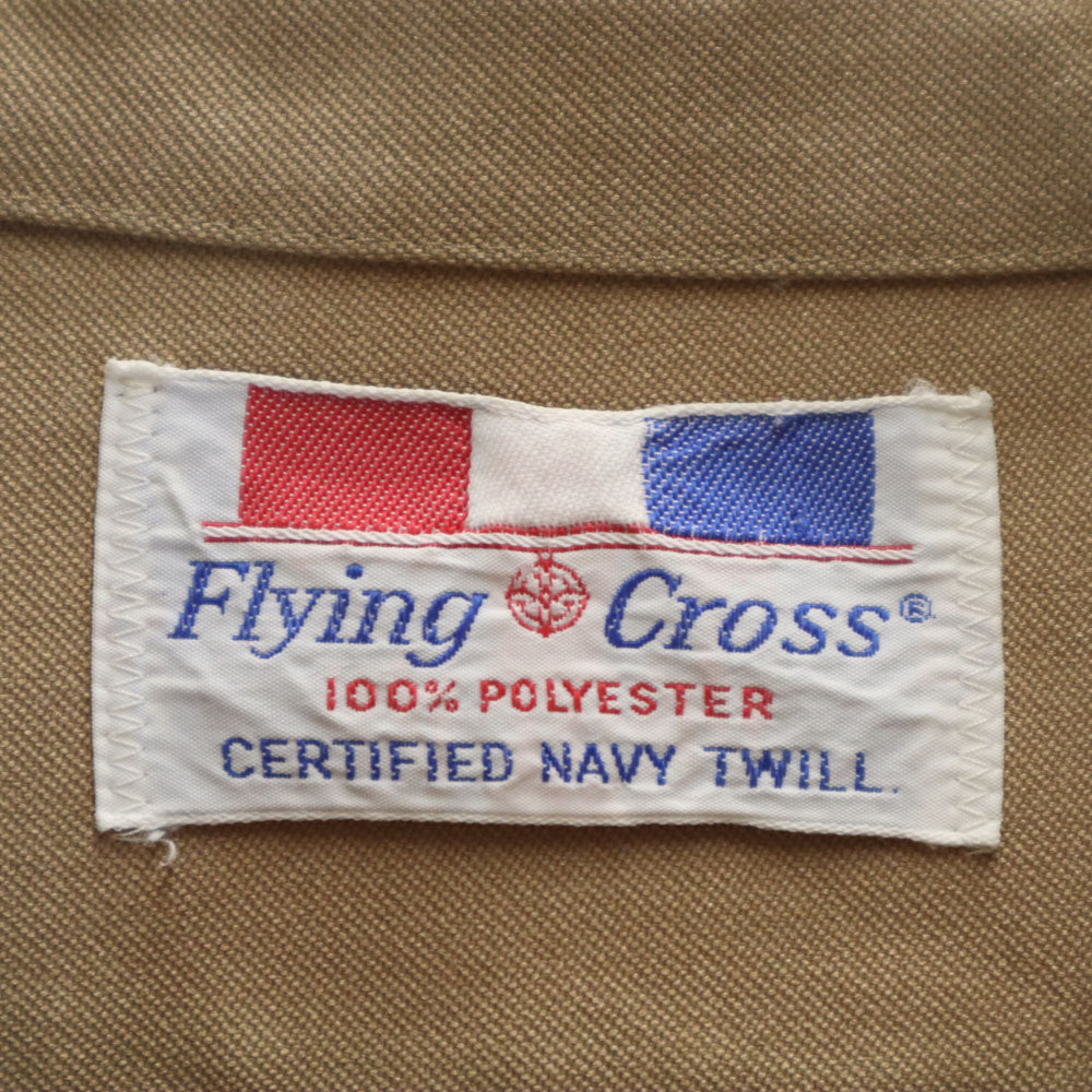 Flying Cross フライングクロス 70s ヴィンテージ 半袖 ポリ シャツ ベージュ ミリタリー メンズ