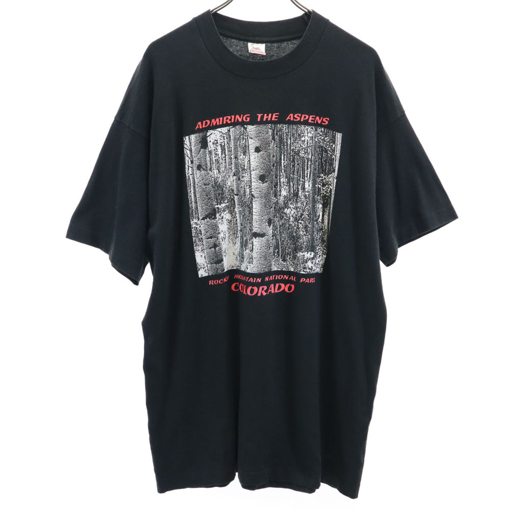 フルーツオブザルーム 90s USA製 オールド 半袖 Tシャツ XL 黒 FRUIT OF THE LOOM メンズ
