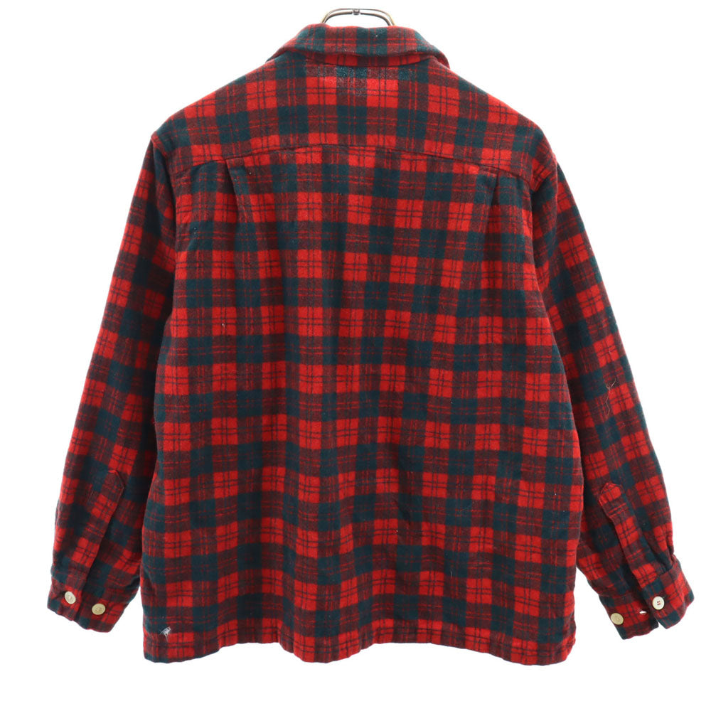 Congress 50s 60s イングランド製 ヴィンテージ チェック柄 長袖 オープンカラー ネルシャツ レッド 他 メンズ