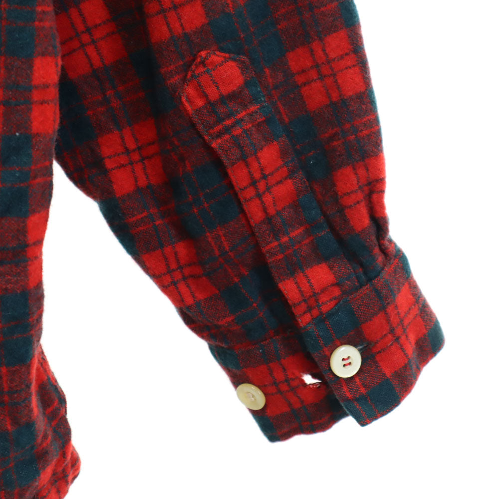 Congress 50s 60s イングランド製 ヴィンテージ チェック柄 長袖 オープンカラー ネルシャツ レッド 他 メンズ