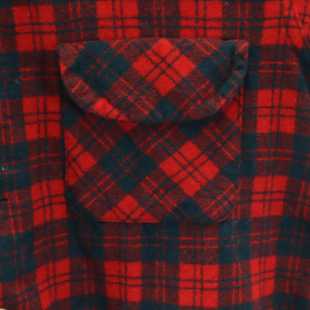 Congress 50s 60s イングランド製 ヴィンテージ チェック柄 長袖 オープンカラー ネルシャツ レッド 他 メンズ