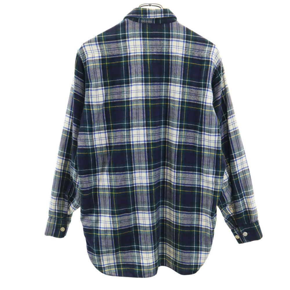 Deacon Brothers 60s 70s ヴィンテージ チェック柄 長袖 オープンカラーシャツ M ネイビー 他 Viyella メンズ