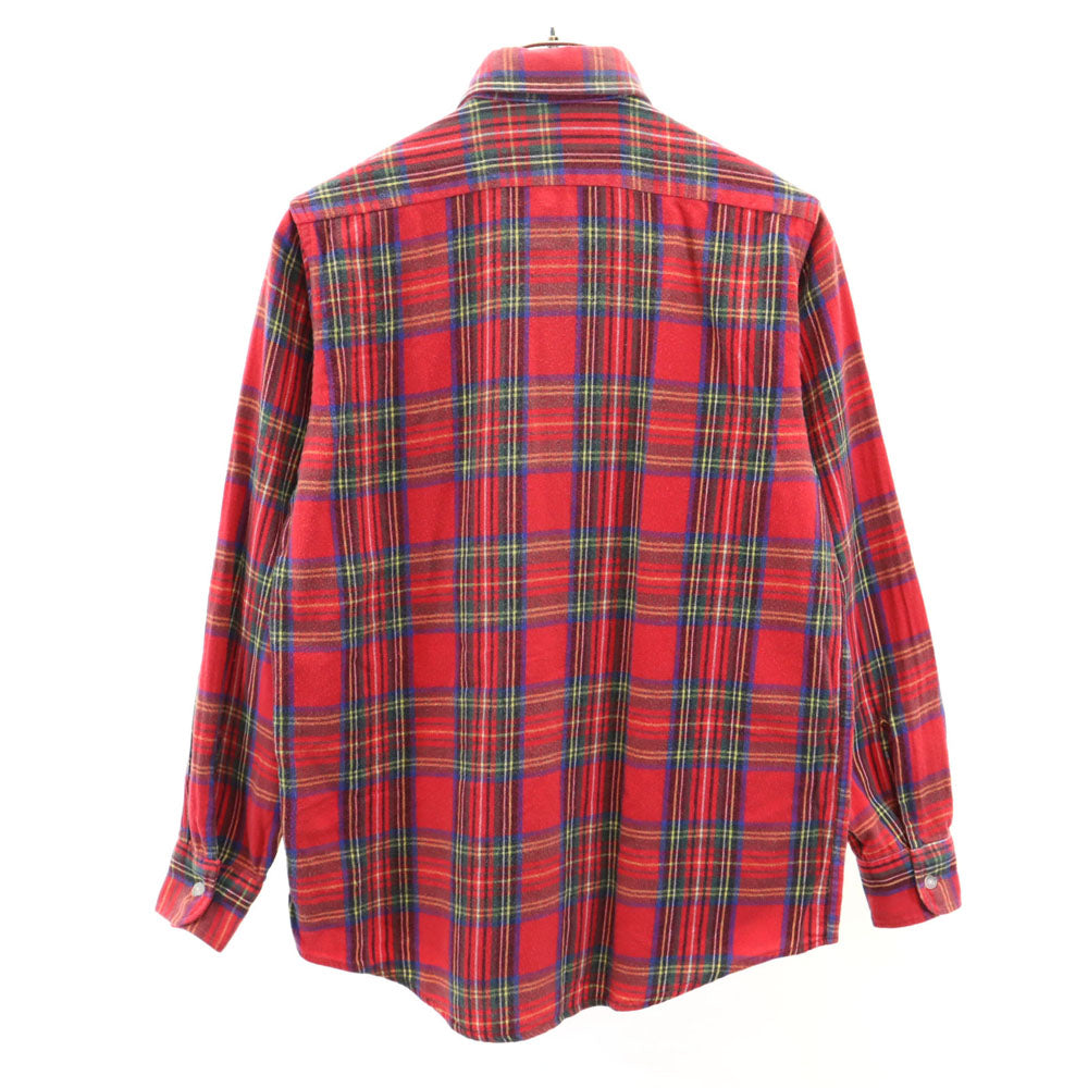L.L.Bean エルエルビーン 80s アウトドア USA製 ヴィンテージ チェック柄 長袖 ボタンダウン ネルシャツ L 14-16 レッド キッズ