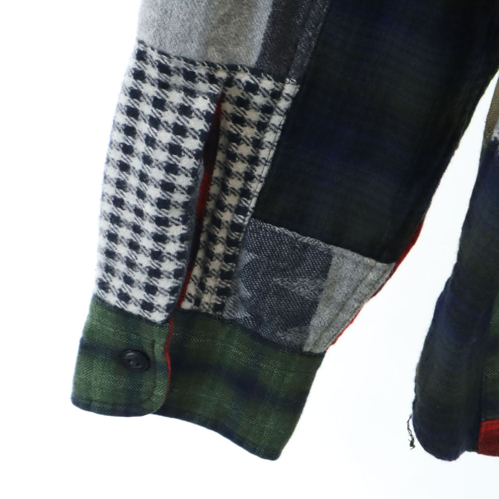 未使用 RRL ダブルアールエル チェック柄 長袖 パッチワーク ネルシャツ 3 カーキ 他 クレイジーパターン レディース
