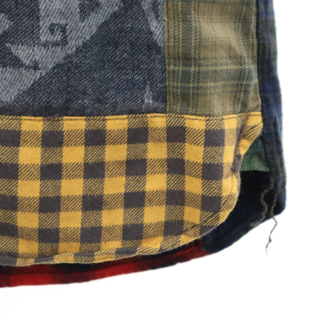 未使用 RRL ダブルアールエル チェック柄 長袖 パッチワーク ネルシャツ 3 カーキ 他 クレイジーパターン レディース
