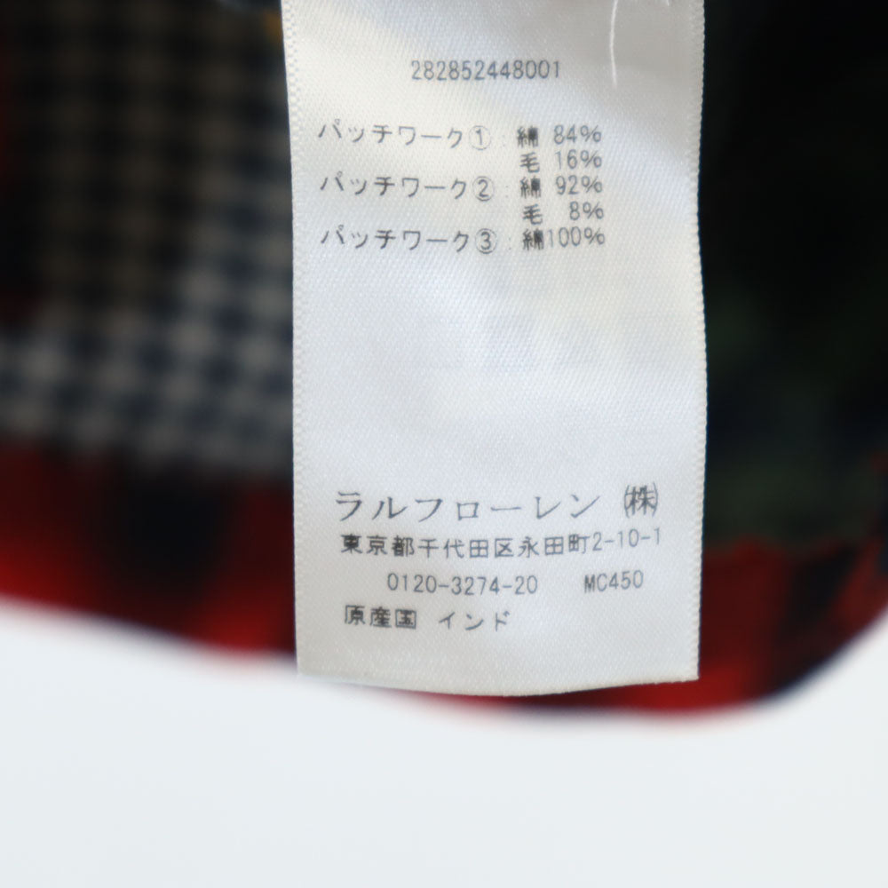 未使用 RRL ダブルアールエル チェック柄 長袖 パッチワーク ネルシャツ 3 カーキ 他 クレイジーパターン レディース