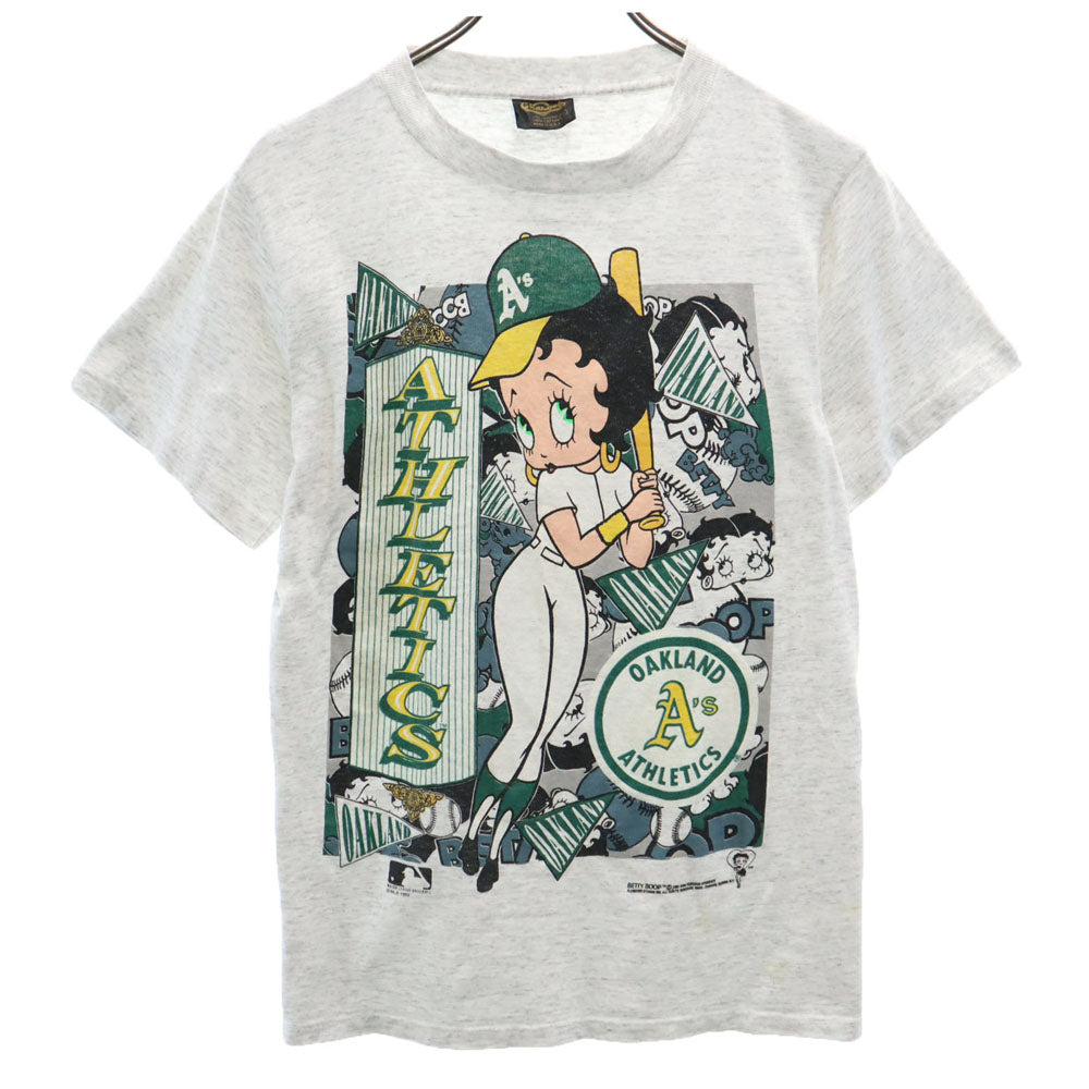 Changes チェンジーズ 90s USA製 オールド オークランド・アスレチックス ベティーブープ 半袖 Tシャツ M グレー BETTY BOOP MLB メンズ