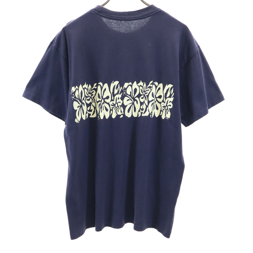 90s オールド ココスアイランド ハイビスカス 半袖 シングルステッチ Tシャツ ネイビー COCOS ISLAND メンズ