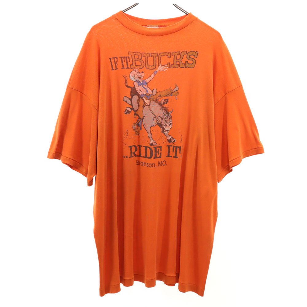 SCHOONER BAY 80s USA製 ヴィンテージ 半袖 シングルステッチ Tシャツ JUMBO オレンジ ビッグサイズ メンズ