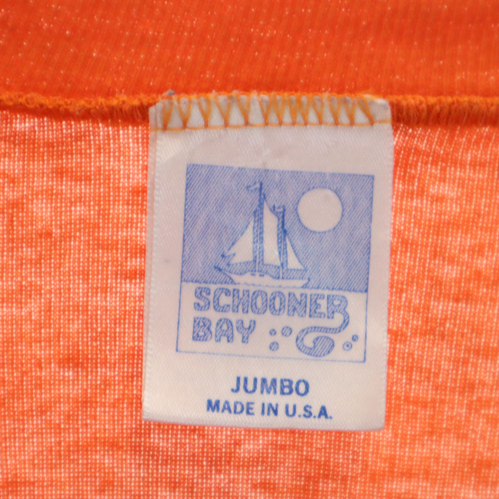 SCHOONER BAY 80s USA製 ヴィンテージ 半袖 シングルステッチ Tシャツ JUMBO オレンジ ビッグサイズ メンズ