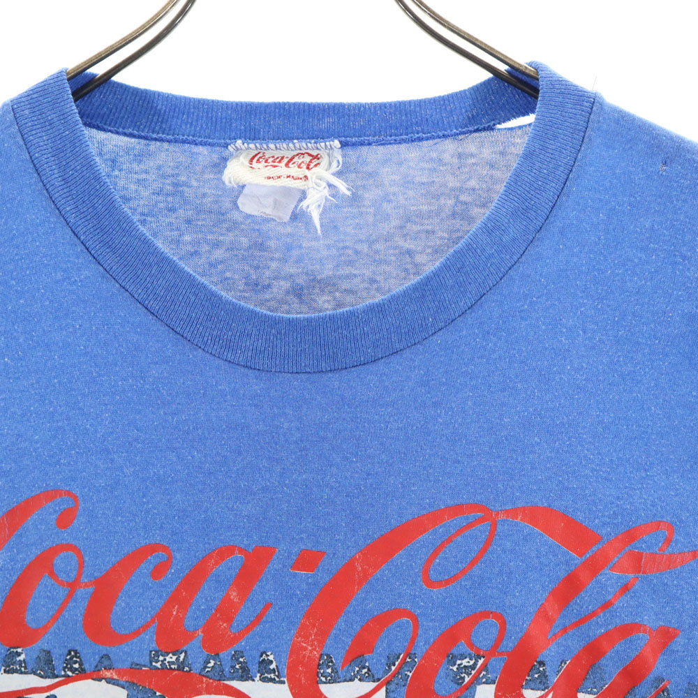 CocaCola コカコーラ 80s ヴィンテージ 半袖 シングルステッチ Tシャツ L ブルー メンズ