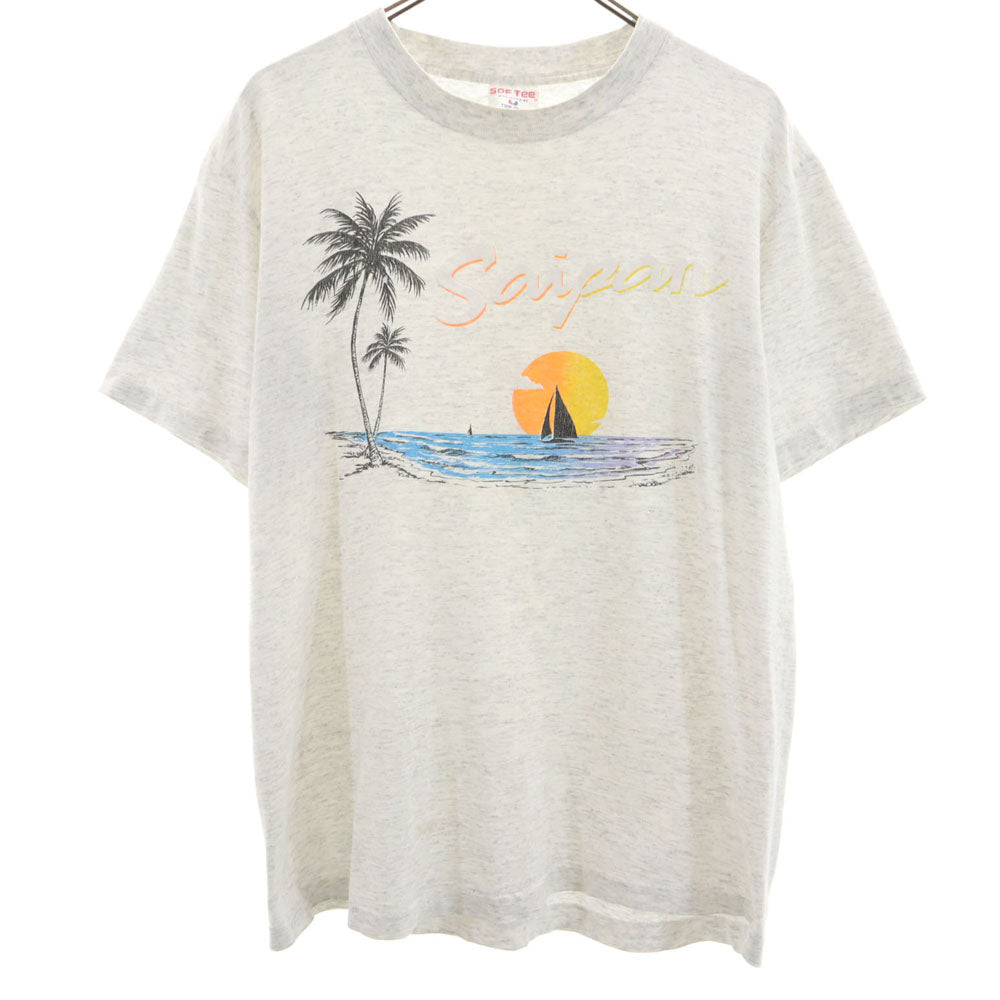SOF TEE 90s USA製 オールド プリント 半袖 Tシャツ M グレー系 SOF TEE メンズ
