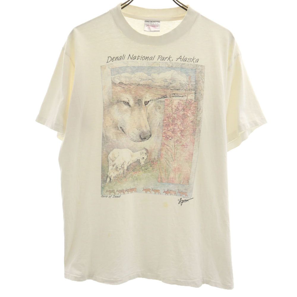 オニータ 90s USA製 オールド 半袖 シングルステッチ Tシャツ L アイボリー系 ONEITA 丸胴 メンズ