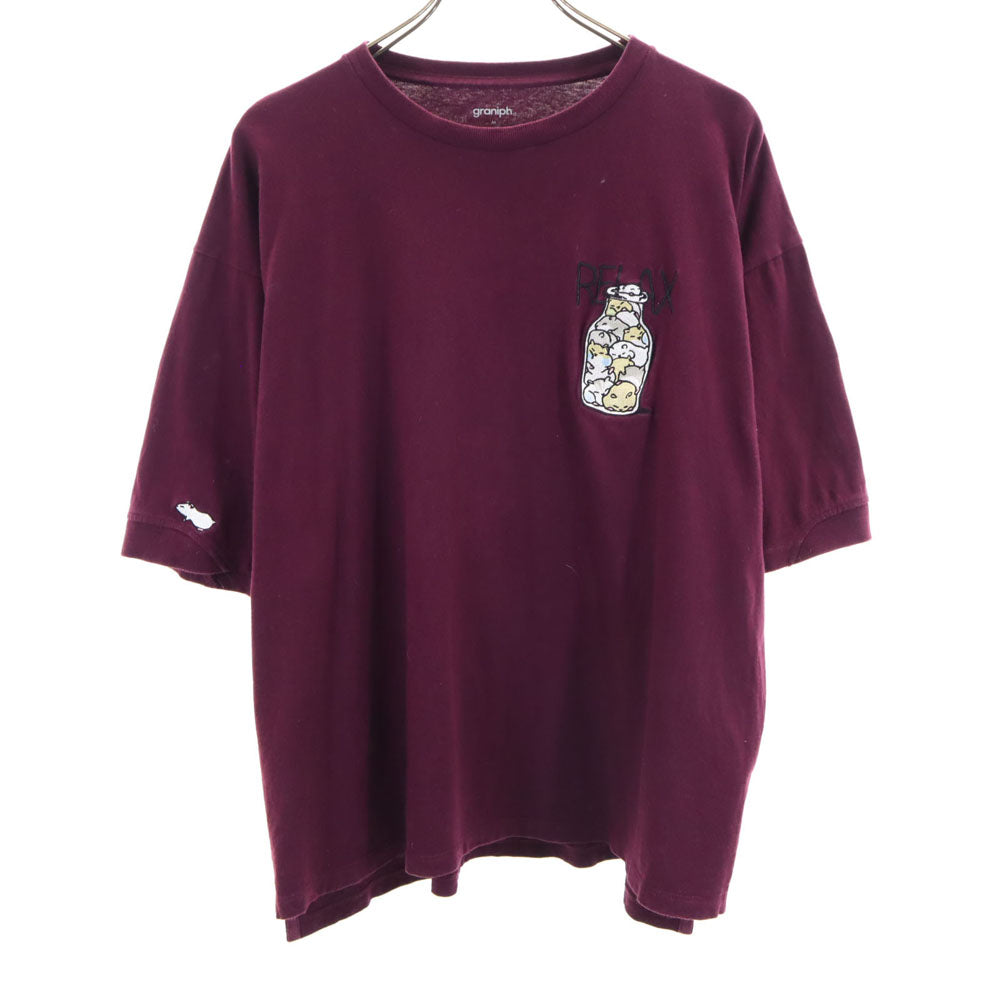 グラニフ ハムスター 半袖 Tシャツ M ボルドー graniph ロールアップ袖 RELAX レディース