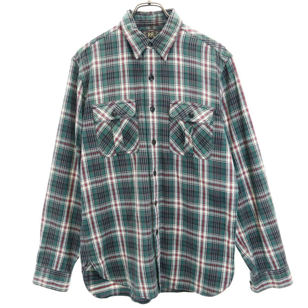 RRL チェック柄 長袖 シャツ M グリーン系 ダブルアールエル メンズ