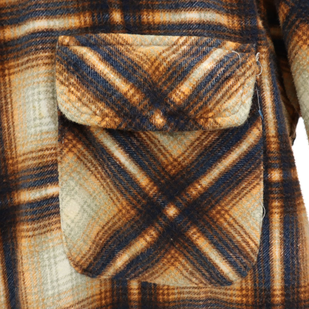 nassau 70s ヴィンテージ チェック柄 長袖 ネルシャツ S イエロー系 nassau メンズ