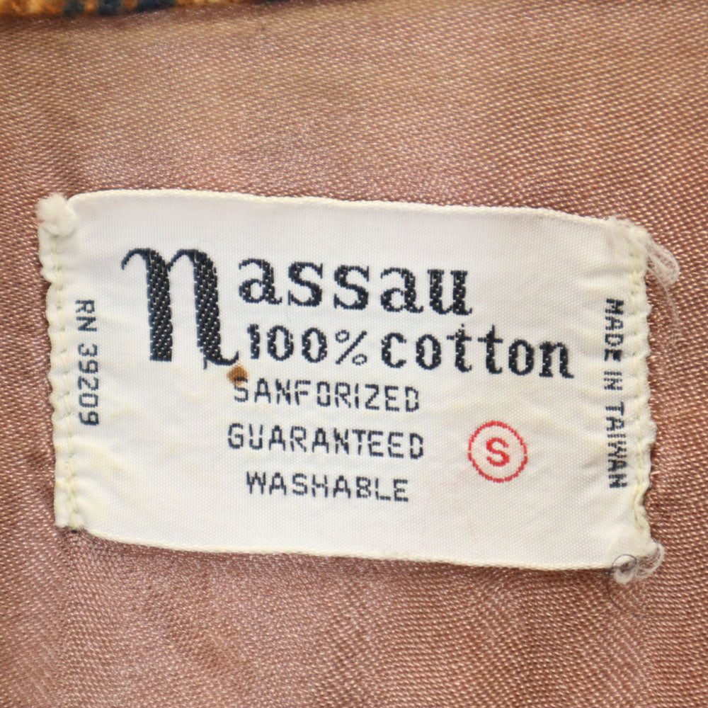 nassau 70s ヴィンテージ チェック柄 長袖 ネルシャツ S イエロー系 nassau メンズ