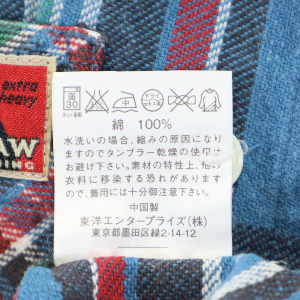 CAT'S PAW キャッツポウ チェック柄 長袖 ワークシャツ M ブルー系 メンズ