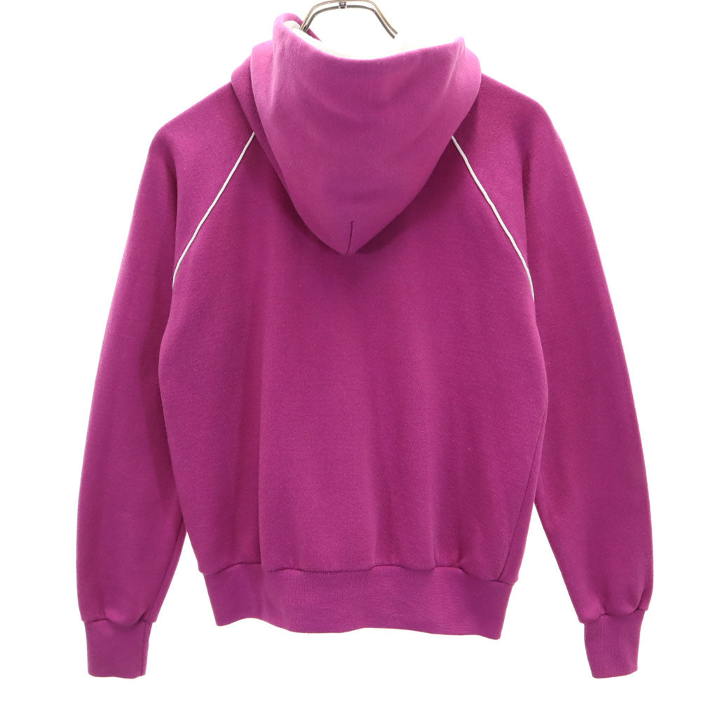 adidas アディダス 90s USA製 オールド トレフォイルロゴプリント 長袖 ハーフボタン スウェットパーカー M パープル系 プルオーバー レディース