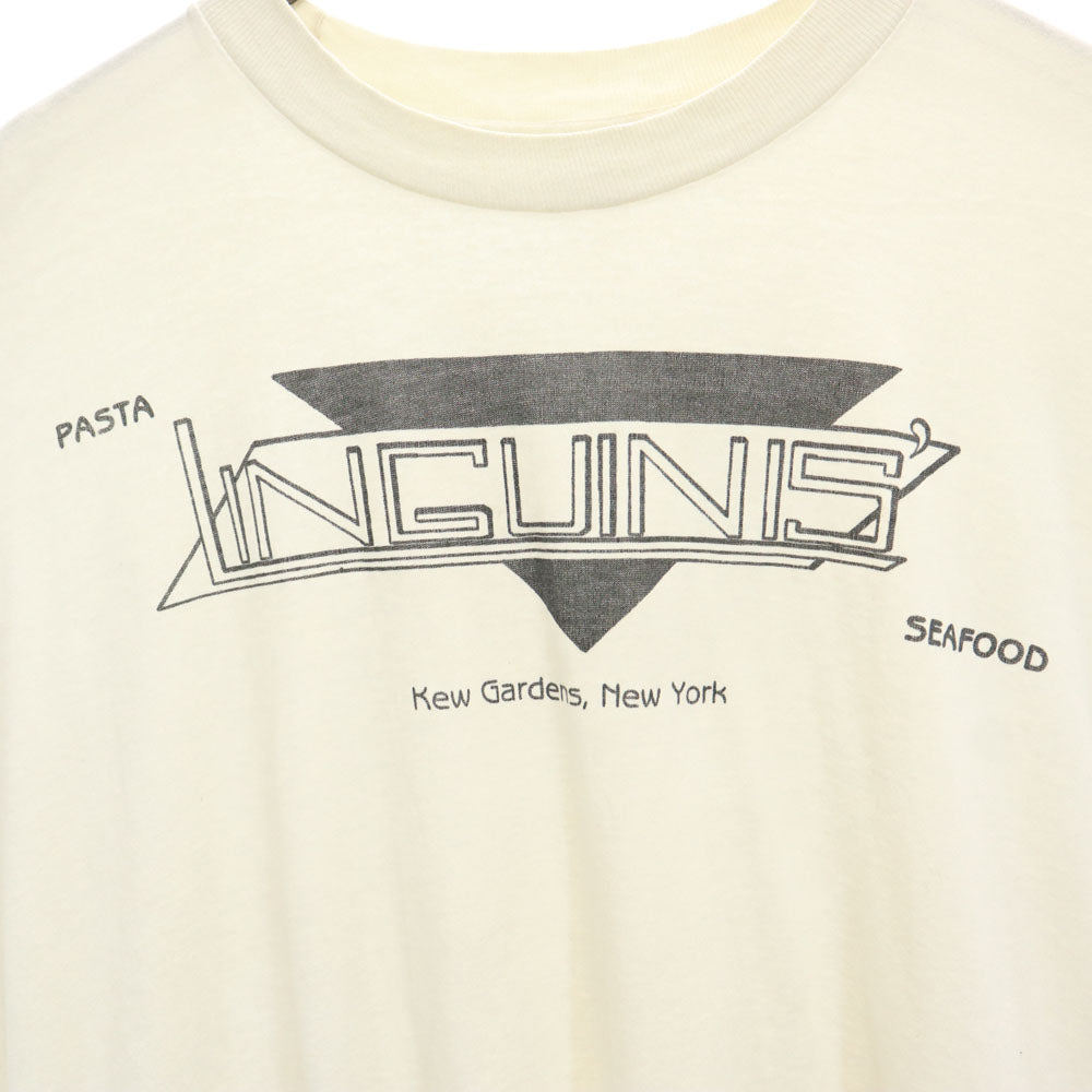 オールド 80s 90s USA製 LINGUINIS 半袖 Tシャツ ONE アイボリー OLD シングルステッチ メンズ