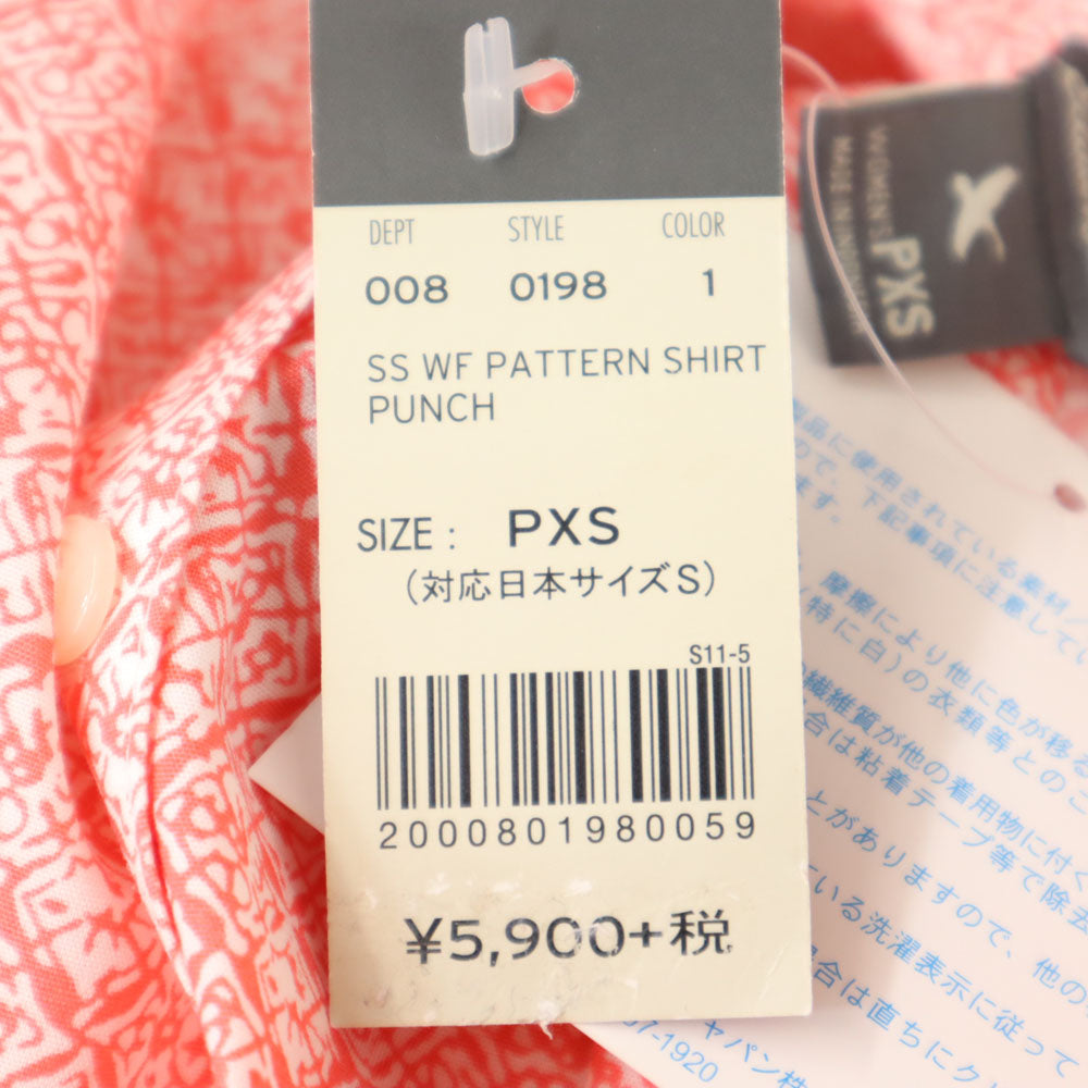 未使用 エディーバウアー 総柄 半袖 シャツ S レッド系 Eddie Bauer レディース