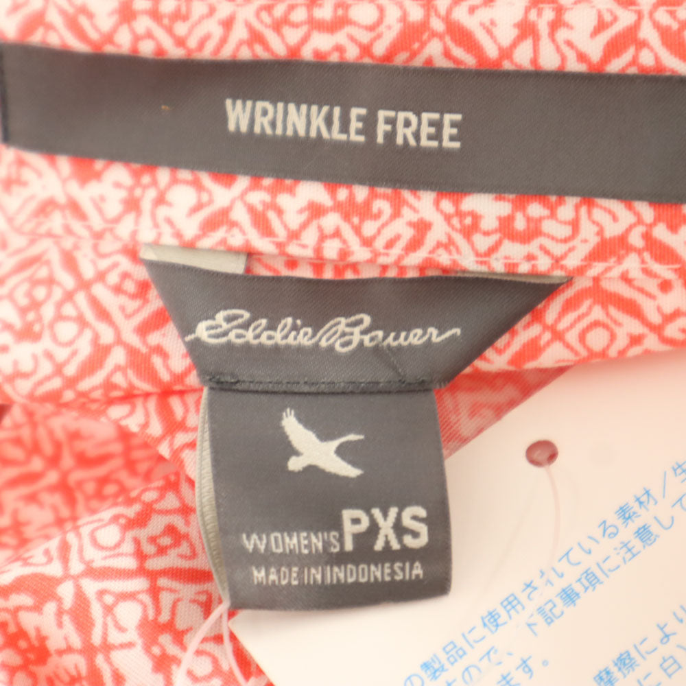 未使用 エディーバウアー 総柄 半袖 シャツ S レッド系 Eddie Bauer レディース