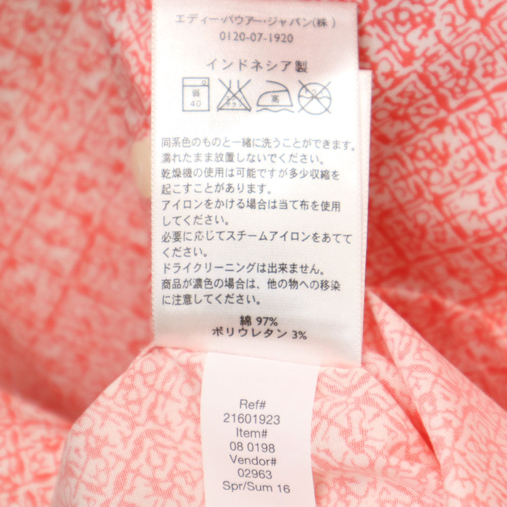 未使用 エディーバウアー 総柄 半袖 シャツ S レッド系 Eddie Bauer レディース