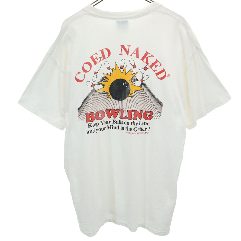 COED NAKED 90s USA製 オールド バックプリント ボウリング 半袖 Tシャツ XL ホワイト COED NAKED メンズ