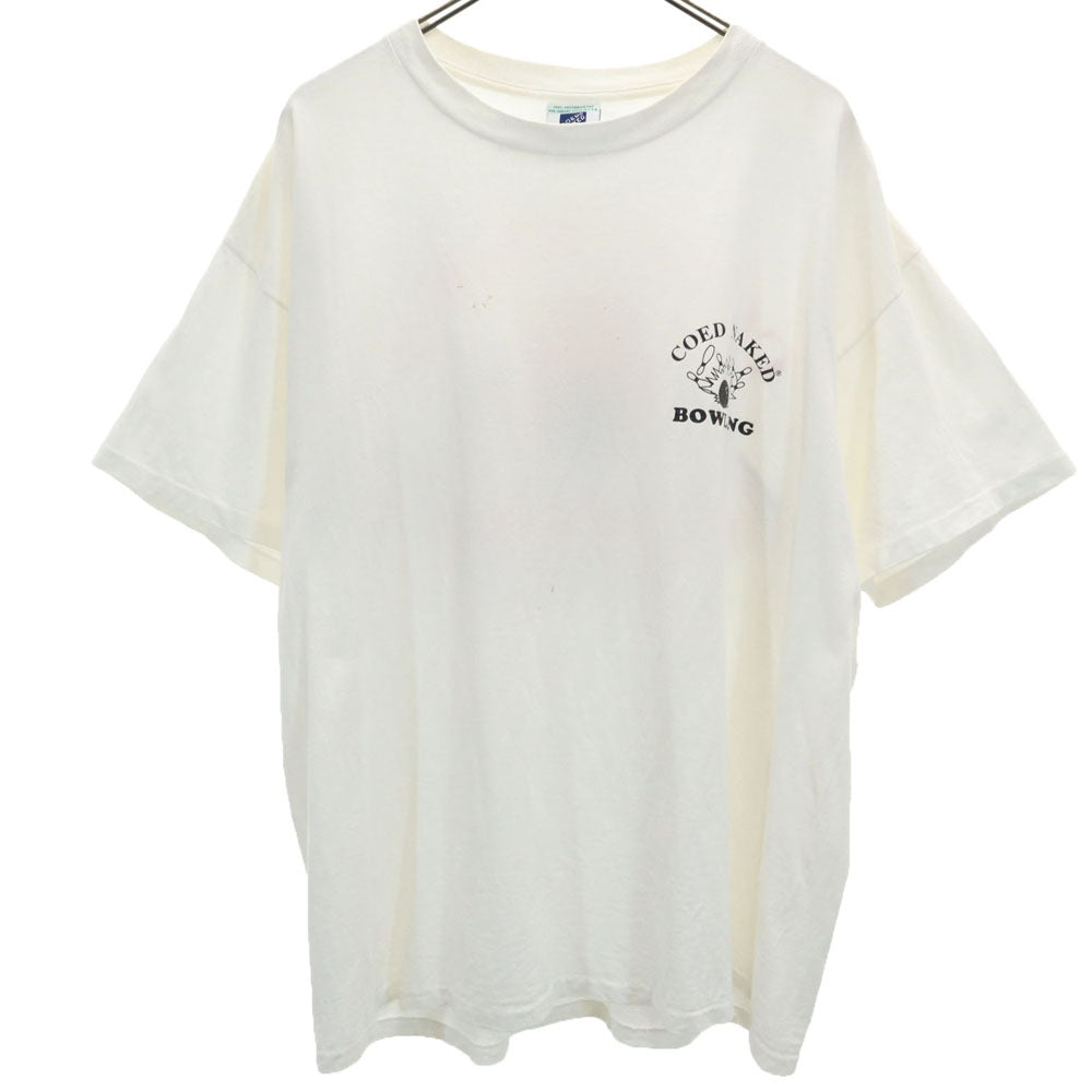 COED NAKED 90s USA製 オールド バックプリント ボウリング 半袖 Tシャツ XL ホワイト COED NAKED メンズ