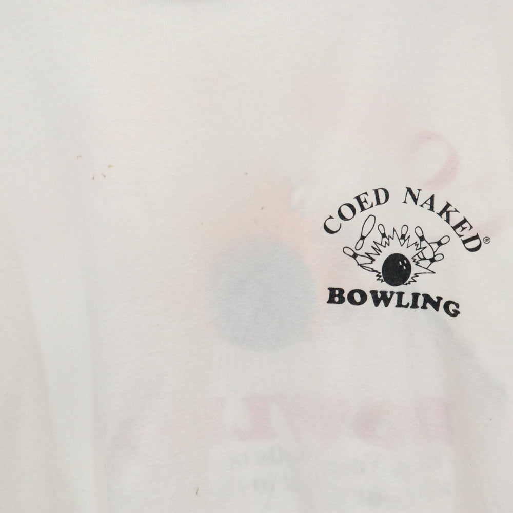 COED NAKED 90s USA製 オールド バックプリント ボウリング 半袖 Tシャツ XL ホワイト COED NAKED メンズ