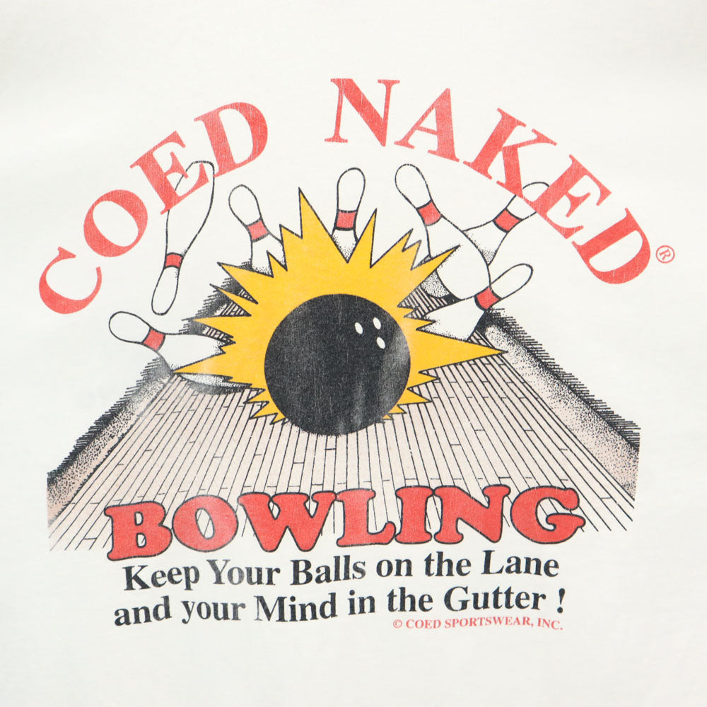 COED NAKED 90s USA製 オールド バックプリント ボウリング 半袖 Tシャツ XL ホワイト COED NAKED メンズ
