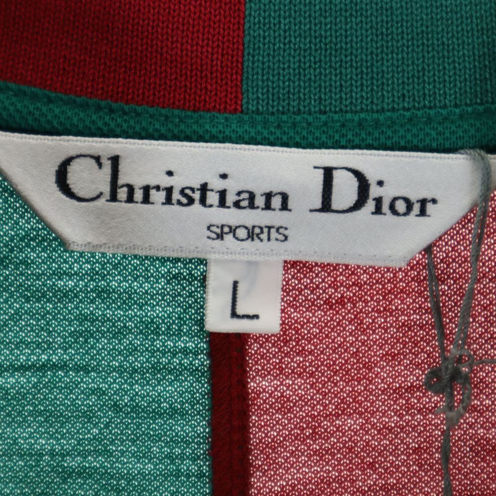 未使用 クリスチャンディオール 90s オールド デッドストック 長袖 鹿の子 シャツ L レッド 他 Christian Dior SPORTS メンズ