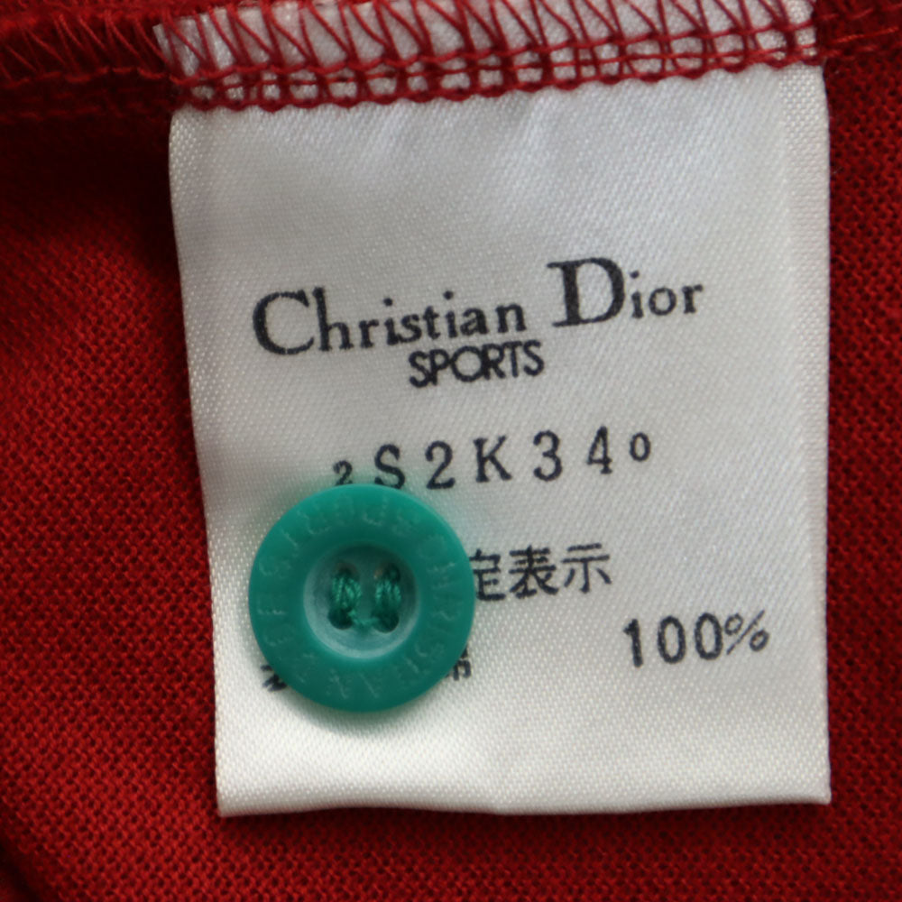 未使用 クリスチャンディオール 90s オールド デッドストック 長袖 鹿の子 シャツ L レッド 他 Christian Dior SPORTS メンズ