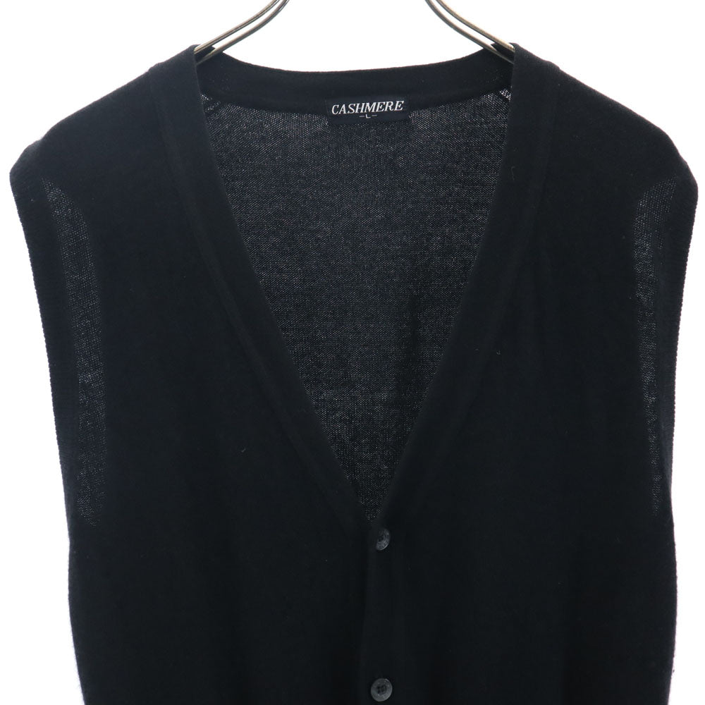 カシミヤ Vネック ニットベスト L ブラック Cashmere メンズ