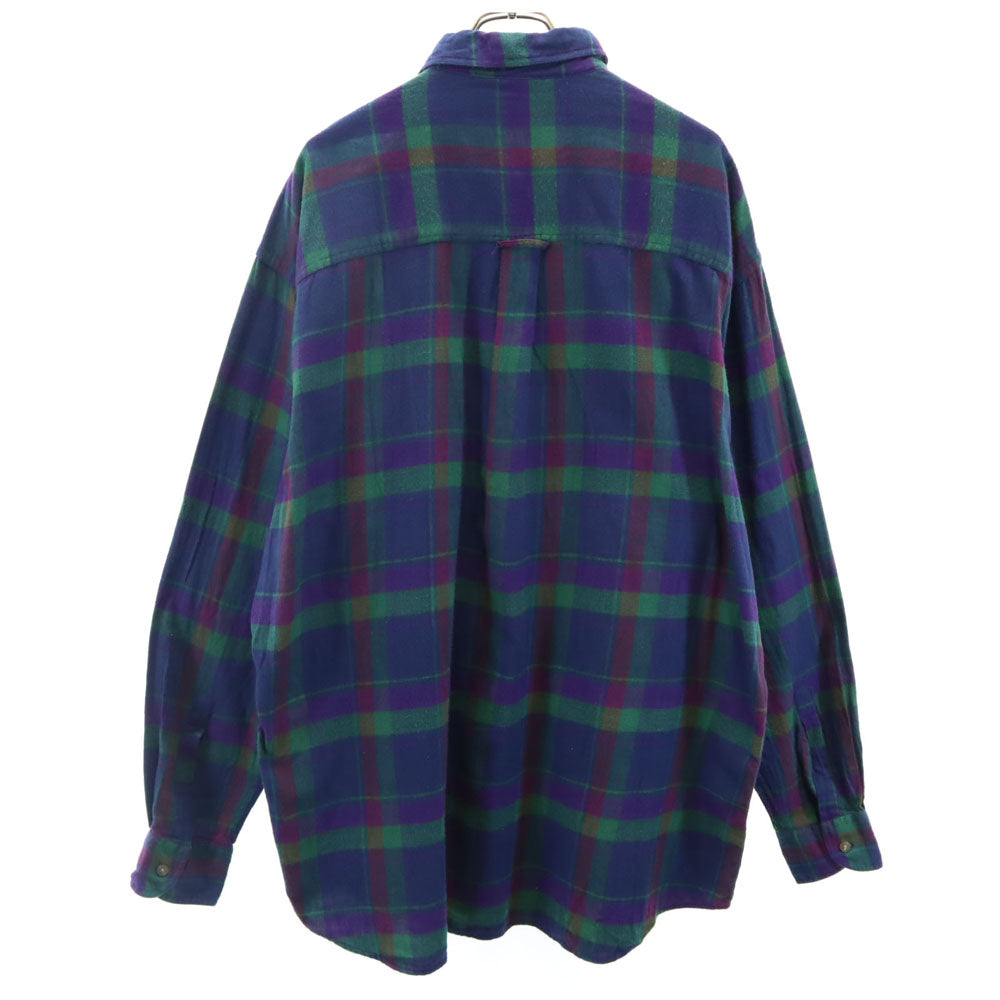 CHAPS RALPH LAUREN チャップスラルフローレン 80s ヴィンテージ チェック柄 長袖 フランネル ボタンダウンシャツ XL ネイビー 他 メンズ