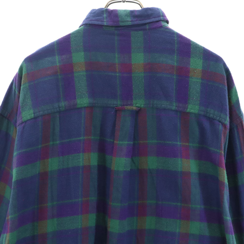 CHAPS RALPH LAUREN チャップスラルフローレン 80s ヴィンテージ チェック柄 長袖 フランネル ボタンダウンシャツ XL ネイビー 他 メンズ