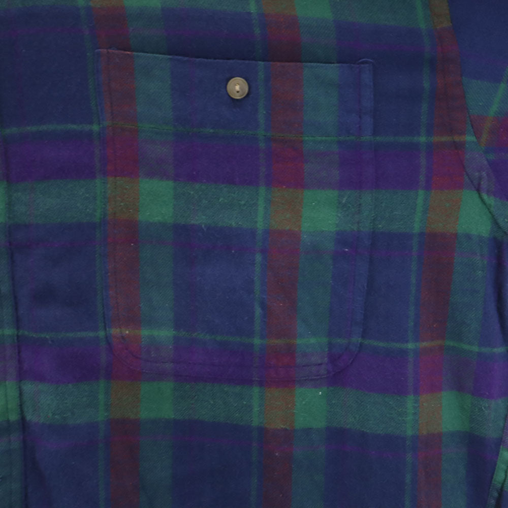 CHAPS RALPH LAUREN チャップスラルフローレン 80s ヴィンテージ チェック柄 長袖 フランネル ボタンダウンシャツ XL ネイビー 他 メンズ