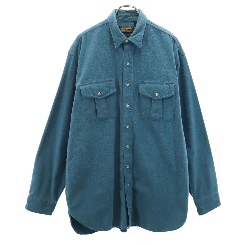 エディーバウアー 90s USA製 アウトドア オールド 長袖 ネルシャツ XL グリーン系 Eddie Bauer メンズ